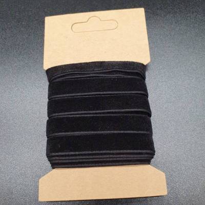 3 m klassisches, schwarzes Samtband, waschbar  – 10 mm breit, auf Karte