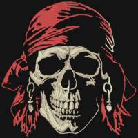 Pirat Totenkopf Stickdatei Lichteffekt 14x14 cm bzw. 15x15cm – Maritimes gruseliges Stickmuster für Stickmaschinen Bild 1