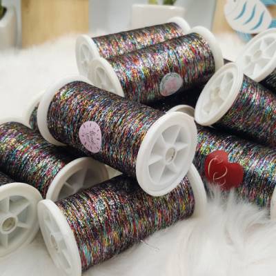 (GP 162,50KG) ஜ Lurex ஜ Multicolor 3000m Spule für Bobbel Farbverlaufsgarn Lacegarn Glitzer Häkeln Strick