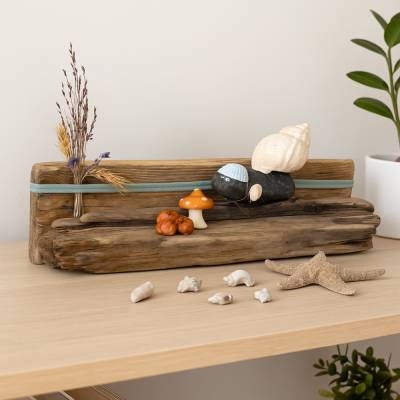 Herbstliche Treibholz Deko mit Muscheln & Kürbis – Maritimes Unikat, Boho & Naturdeko, handgemachte Herbst Tischdeko