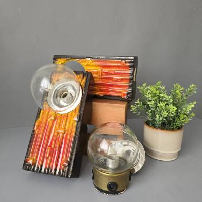 Paar Fat Lava Keramik Wandlampen, space Age