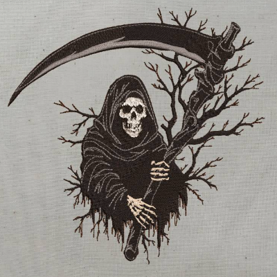 Sensenmann Stickdatei 12-14*18cm – Gruseliges Halloween-Motiv zum Sticken