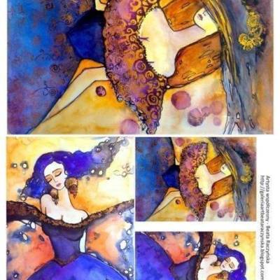 Softpapier, Decoupage, Bastelpapier, A4, Beata Ryczynska, Frauen, S0051