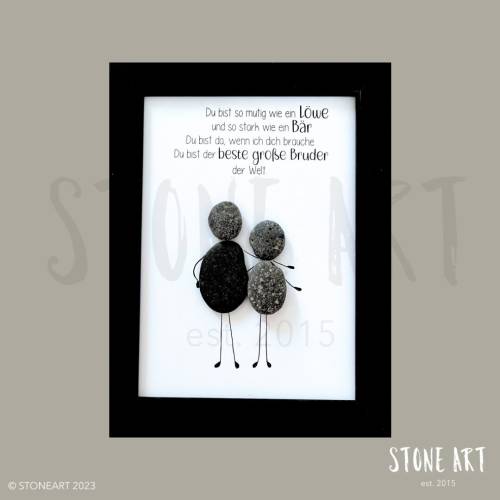 Steinbild Großer Bruder – Handgemachtes Geschenk aus Natursteinen • Persönliches Geschwistergeschenk zum Geburtstag, Taufe & Einzug
