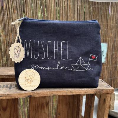 Große Muschelsammler Tasche XL // Kosmetiktasche // Kulturbeutel // Schminktasche