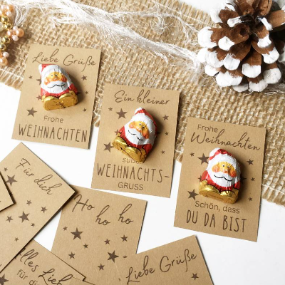Weihnachten Gastgeschenk Druckvorlage – 9 DIY Weihnachtsgruß-Kärtchen als Download