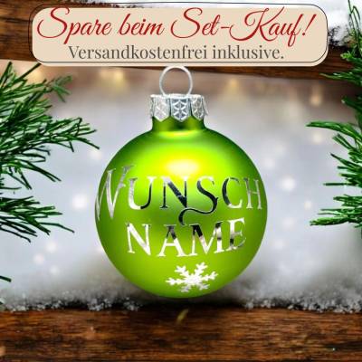 Personalisierte matte apfelgrüne Weihnachtskugeln aus Glas, grüne Christbaumkugeln mit Wunschname
