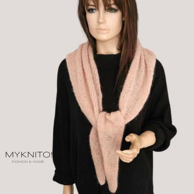 Dreieckstuch, Alpaka, puder, gestrickt, Wolle, Strickschal