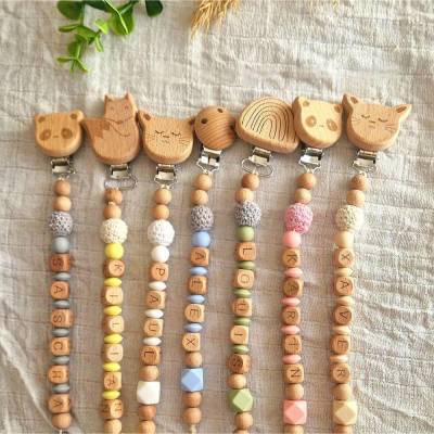 Personalisierte Schnullerkette mit Namen | Holz & Silikon | Geschenk zur Geburt, Taufe | liebevoll handgefertigt