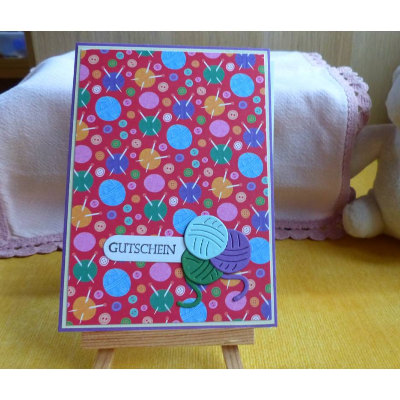 Gutscheinkarte Strickkurs,Wolle,Handarbeitsfreunde