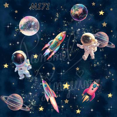 M171 Kinderstoff Weltraum Universum – Exklusives PummelPinguine-Design in 13 Stoffarten für kreati