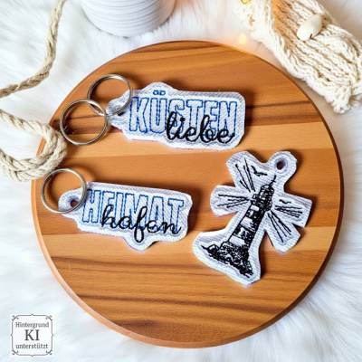 Stickdateien Küstenanhänger ITH ab 10x10 – 3 maritime Motive im Scribble Design