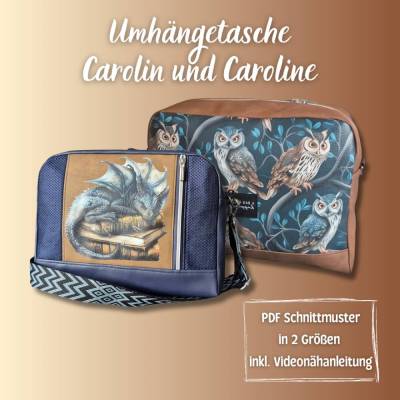 eBook Umhängetasche Carolin und Caroline, PDF-Schnittmuster in 2 Größen inkl. Videonähanleitung
