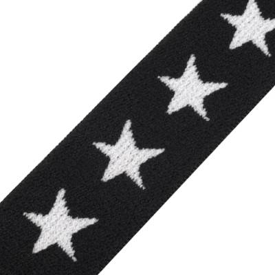 1 Meter Hosengummi 20mm Schwarz mit weißen Sternen – Gummiband & Wäschegummi zum Nähen