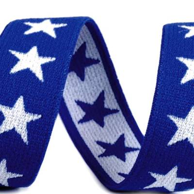 1 Meter Hosengummi 20mm Königsblau mit weißen Sternen – Gummiband & Wäschegummi zum Nähen