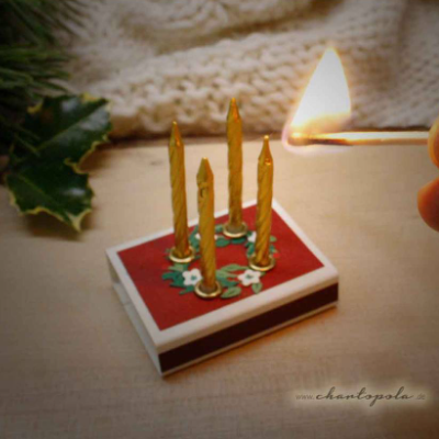 Mini-Adventskranz in der Streichholzschachtel – handgemachtes Weihnachtsunikat