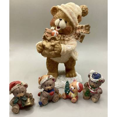 Vintage Weihnachtsdeko Bärchen Set – Nostalgische Dekofiguren