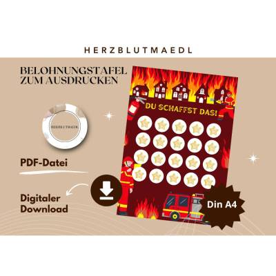 Belohnungstafel Feuerwehr – Digitale PDF-Datei zum Ausdrucken