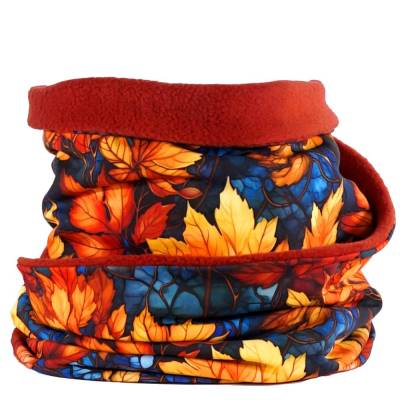 Loopschal Blätter – Schlauchschal aus Baumwollsweat & Polarfleece unisex, warm & weich