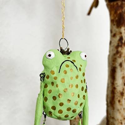 Froschglöckchen, grumpy frog, Baumschmuck, Weihnachtsschmuck, kling Fröschchen klingelingeling, hängende Froschfigur,
