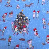 Jersey, lillestoff, Susalabim,Wichtelweihnacht ACHTUNG Bruchkante!!! Meterware, Weihnachtsstoff  1,60 m, Baumwolle kbA