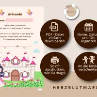 Urkunde  Prinzessin zum Ausdrucken – Märchenhafte Auszeichnung für Kindergeburtstag & Party Bild 2