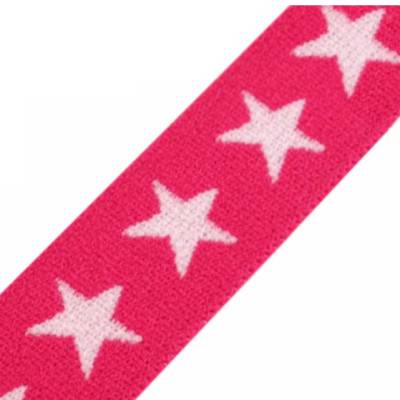 1 Meter Hosengummi 20mm Pink mit weißen Sternen – Gummiband & Wäschegummi zum Nähen