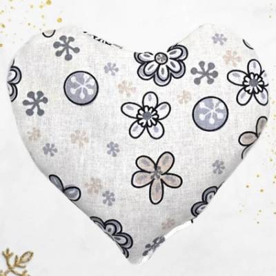 Kuschelkissen Herz mit Bio-Kern – Heiz-/Kühlkissen aus Baumwolle, wählbare Bio-Füllung, 16 x 15 cm