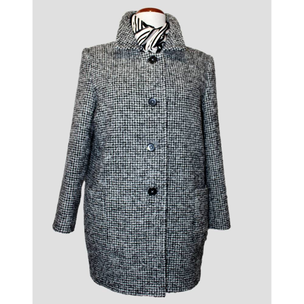 Damen Kurz Mantel Wollmantel Schwarz/Grau meliert Eleganter