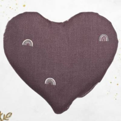 Kuschelkissen Herz mit Bio-Kern – Heiz-/Kühlkissen aus Baumwolle, wählbare Bio-Füllung, 16 x 15 cm