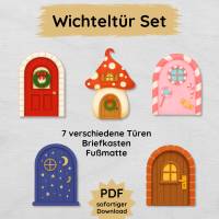 Wichteltür Set für Kinder zum Ausdrucken, Wichtel Deko Weihnachten Bild 1
