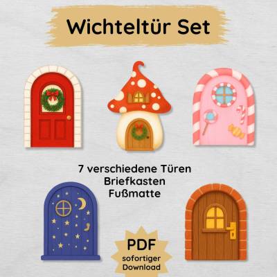 Wichteltür Set für Kinder zum Ausdrucken, Wichtel Deko Weihnachten