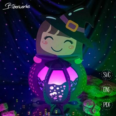 Plotterdatei Laterne Hexe (SVG + DXF + PDF) inkl. deutscher und englischer Anleitung (PDF)