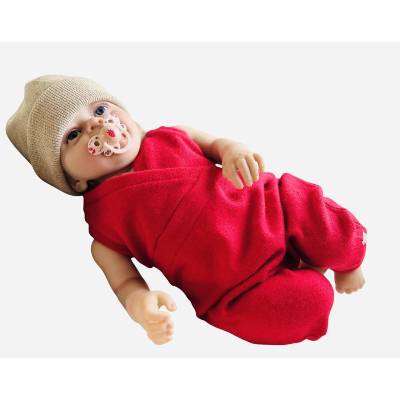 Einteiler Jumper Strampler rot Gr. 62 - 68 Kaschmir Upcycling 