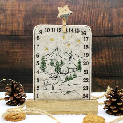 Stickdatei ITH Tischadventskalender Berge Adventskalender Bergliebe