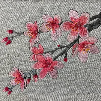Kirschblüte Stickdatei 20x20cm bzw. 18x18cm – Japanischer Kirschblütenzweig für Stickmaschine