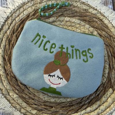 Kleines Täschchen mit Stick Nice Things türkis grün