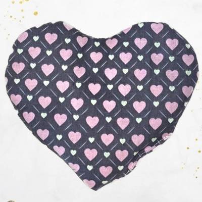 Kuschelkissen Herz mit Bio-Kern – Heiz-/Kühlkissen aus Baumwolle, wählbare Bio-Füllung, 16 x 15 cm