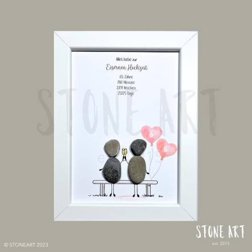 Steinbild zur Eisernen Hochzeit – Persönliches Geschenk zum 65. Hochzeitstag, handgefertigt & individuell