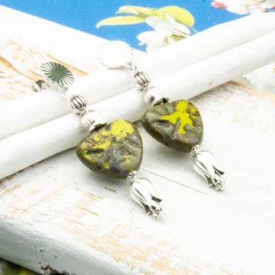 Festlicher Ohrschmuck, Ohrstecker grün, Ohrringe, Geschenkidee Frau, Weihnachten, handgemacht Unikat