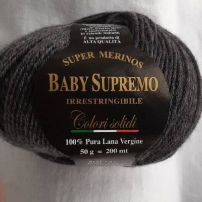30 % Rabatt: Garn aus Merino extrafein: Baby Supremo, 50 g Knäuel, Farbe 01 dunkelgrau-meliert