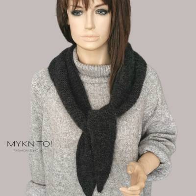 Dreieckstuch, Alpaka, anthrazit, gestrickt, Wolle, Strickschal