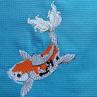 Koi Fisch Stickdatei 12-14x18cm – Japanisches Muster für Stickmaschine | Detaillierte Karpfen Stickerei Bild 1