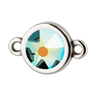 Verbinder antik silber 10mm mit Kristallstein in Jet AB 7mm 999° antik versilbert Freundschaftsarmband