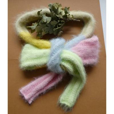 Handgestrickter schmaler Schal aus Baumwollmix - 167 cm lang,viele Variationen beim Tragen,Baumwolle,Rollschal