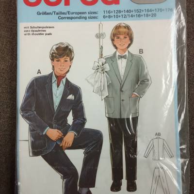 Vintage Schnittmuster Anzug für Jungs –  Burda 6918, Gr. 116 - 176, Retro Anzug Mehrgrößenschnitt