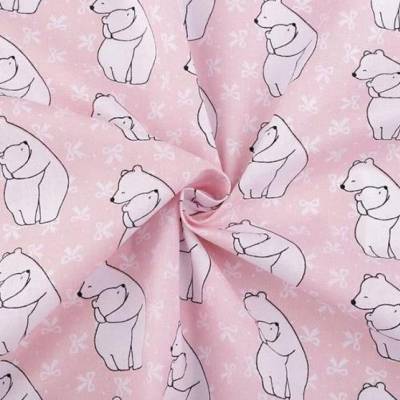 Baumwollstoff, Eisbärenliebe, Rosa, 140 cm breit