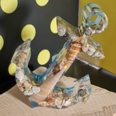 Urlaubsfeeling: Anker mit Muscheln aus Epoxidharz • Einzigartiges Geschenk mit maritimen Flair