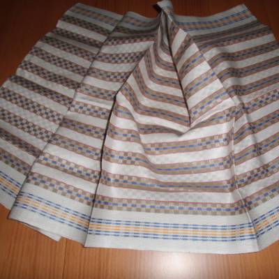 Leinentuch Handtuch beige grau rot blau orange Vintage aus den 1960er Jahren