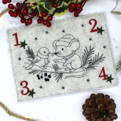 Stickdatei ITH Spatz und Maus Advent Adventszeit